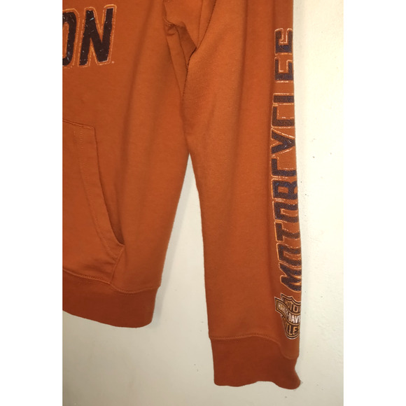 Harley Davidson Hoodie Sweatshirt Pullover Adult Orange Colorado Fanatics M - Picture 2 of 16